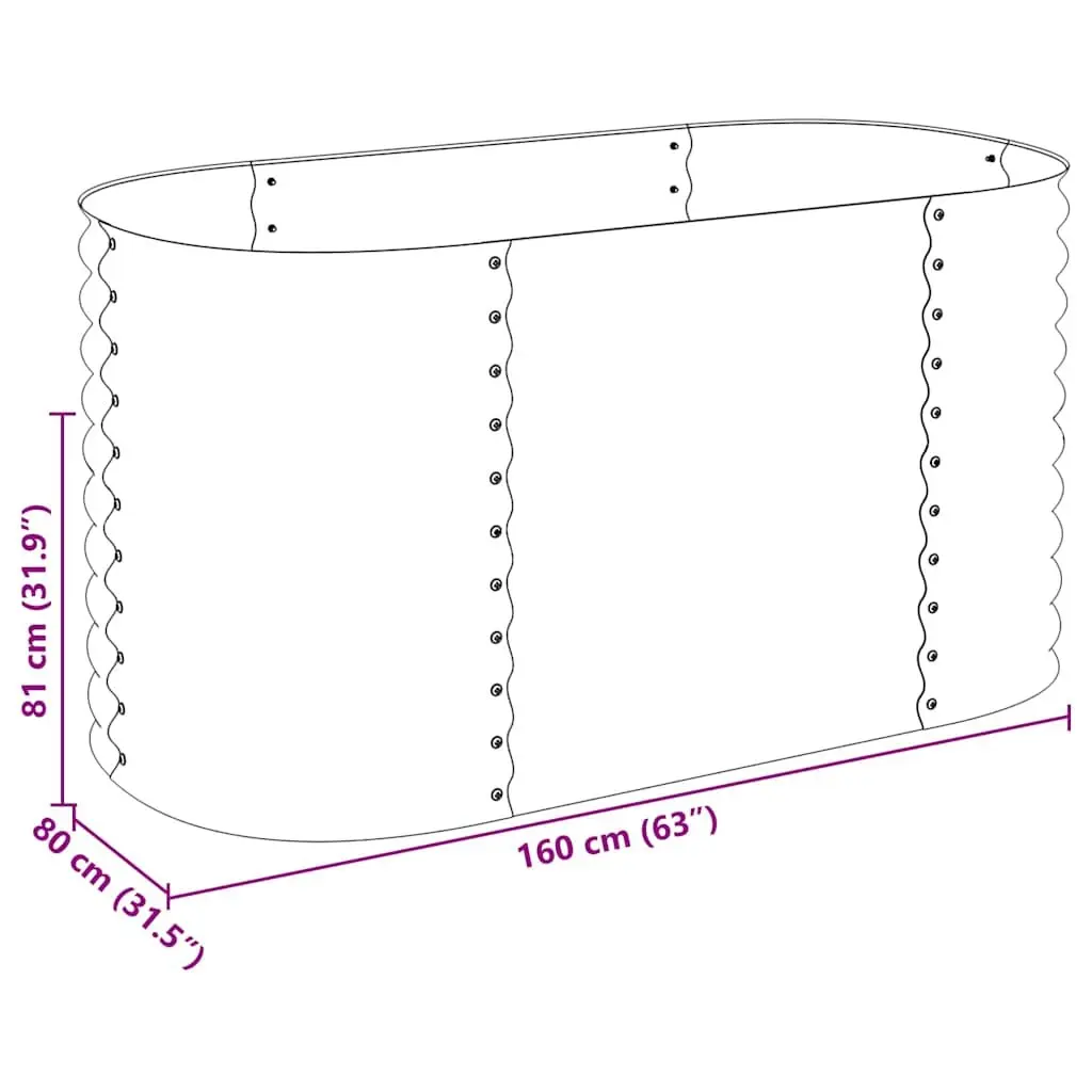 Raised Garden Bed Galvanised Steel Outdoor Planter Box 160x80x81 cm Silver
