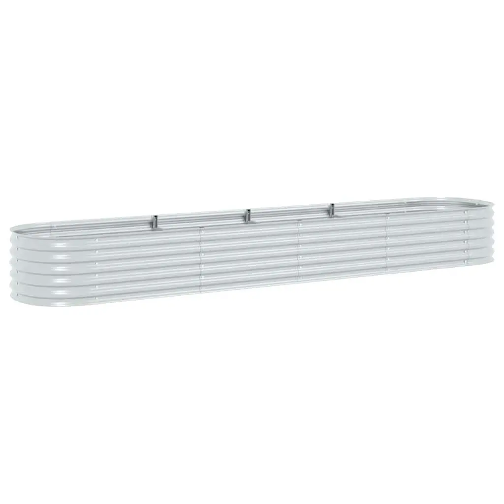 Garden Raised Bed Planter Outdoor 400x80x44 cm Galvanised Steel Silver