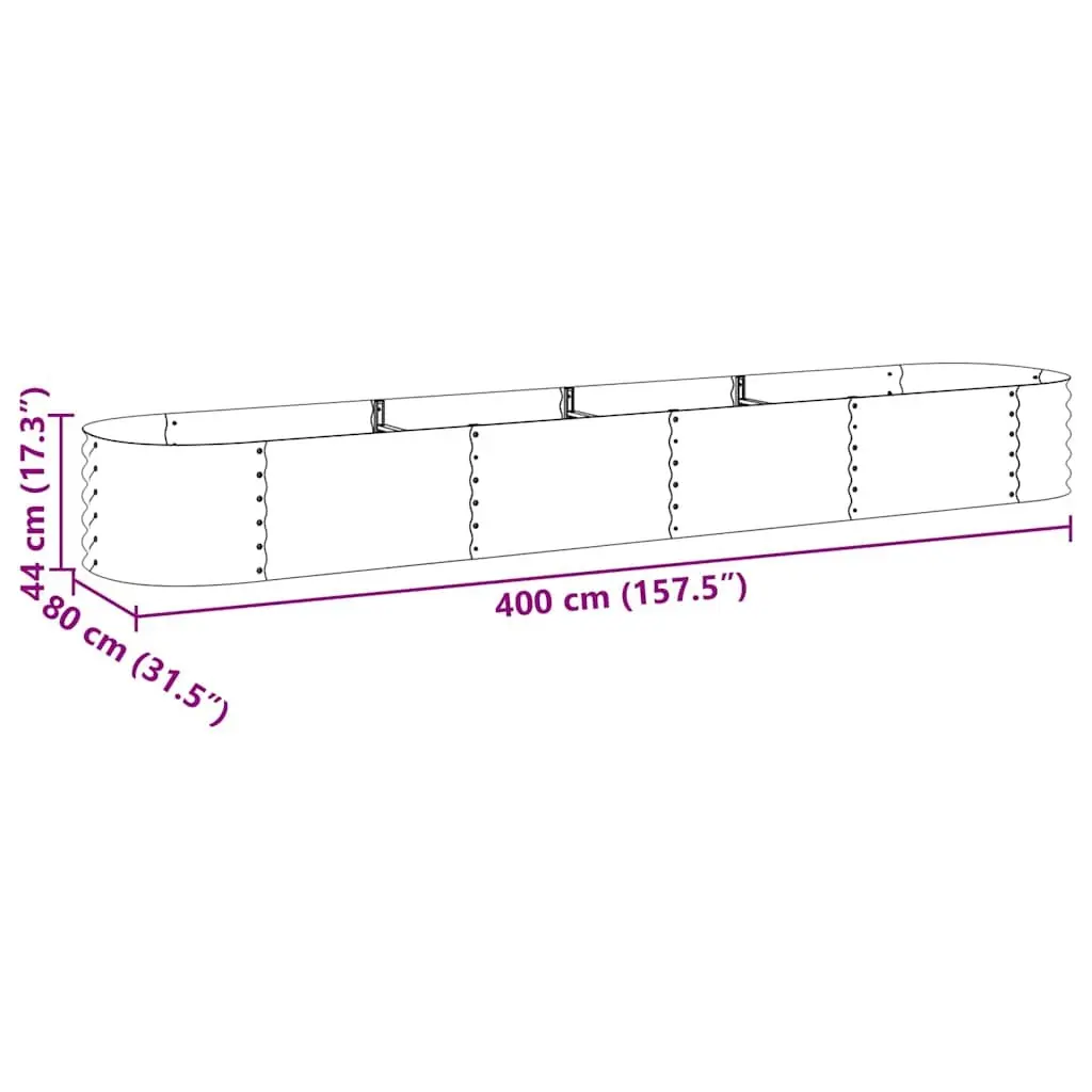 Garden Raised Bed Planter Outdoor 400x80x44 cm Galvanised Steel Silver
