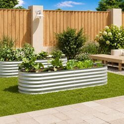 Reliable Raised Garden Bed 240x80x44 cm in Silver Steel