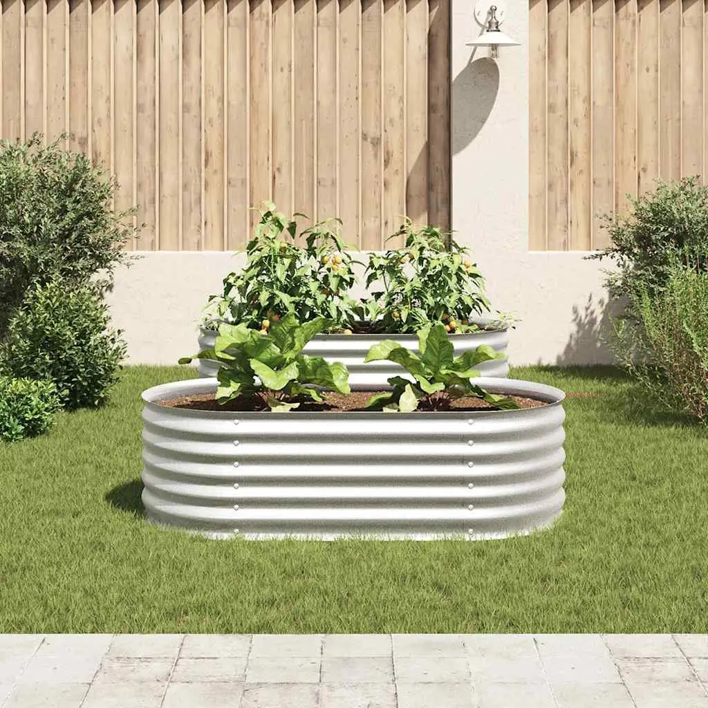 Garden Raised Bed Outdoor Planter 160x80x44 cm Galvanised Steel Silver