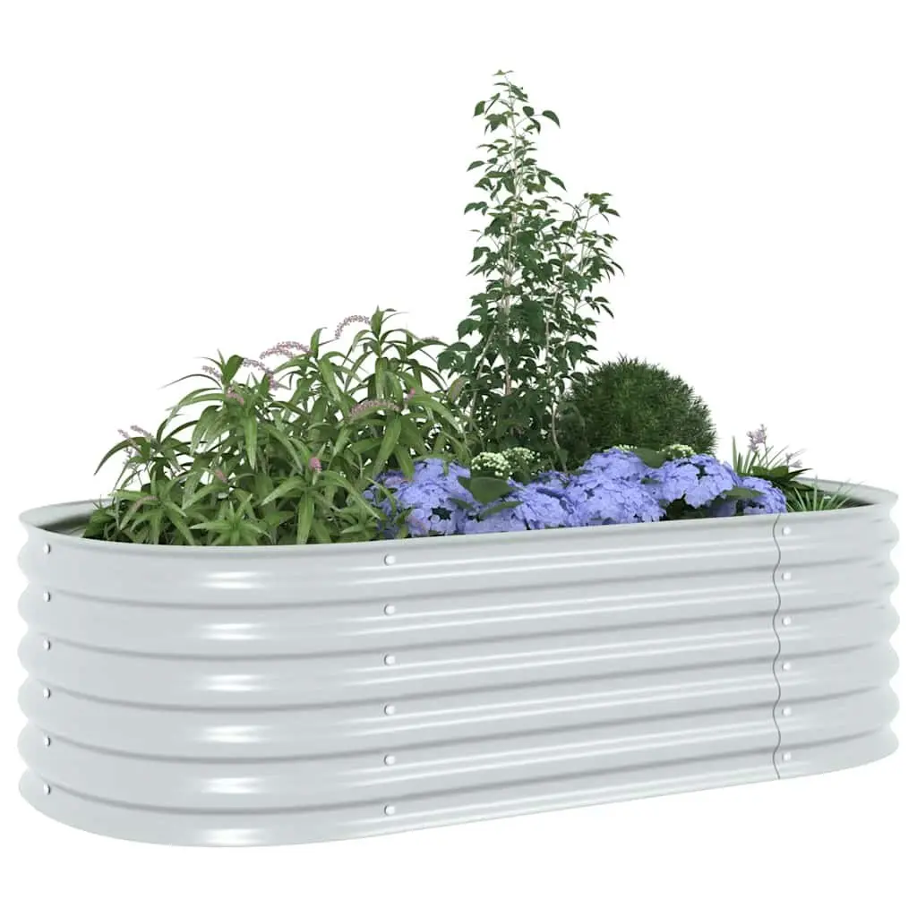 Garden Raised Bed Outdoor Planter 160x80x44 cm Galvanised Steel Silver