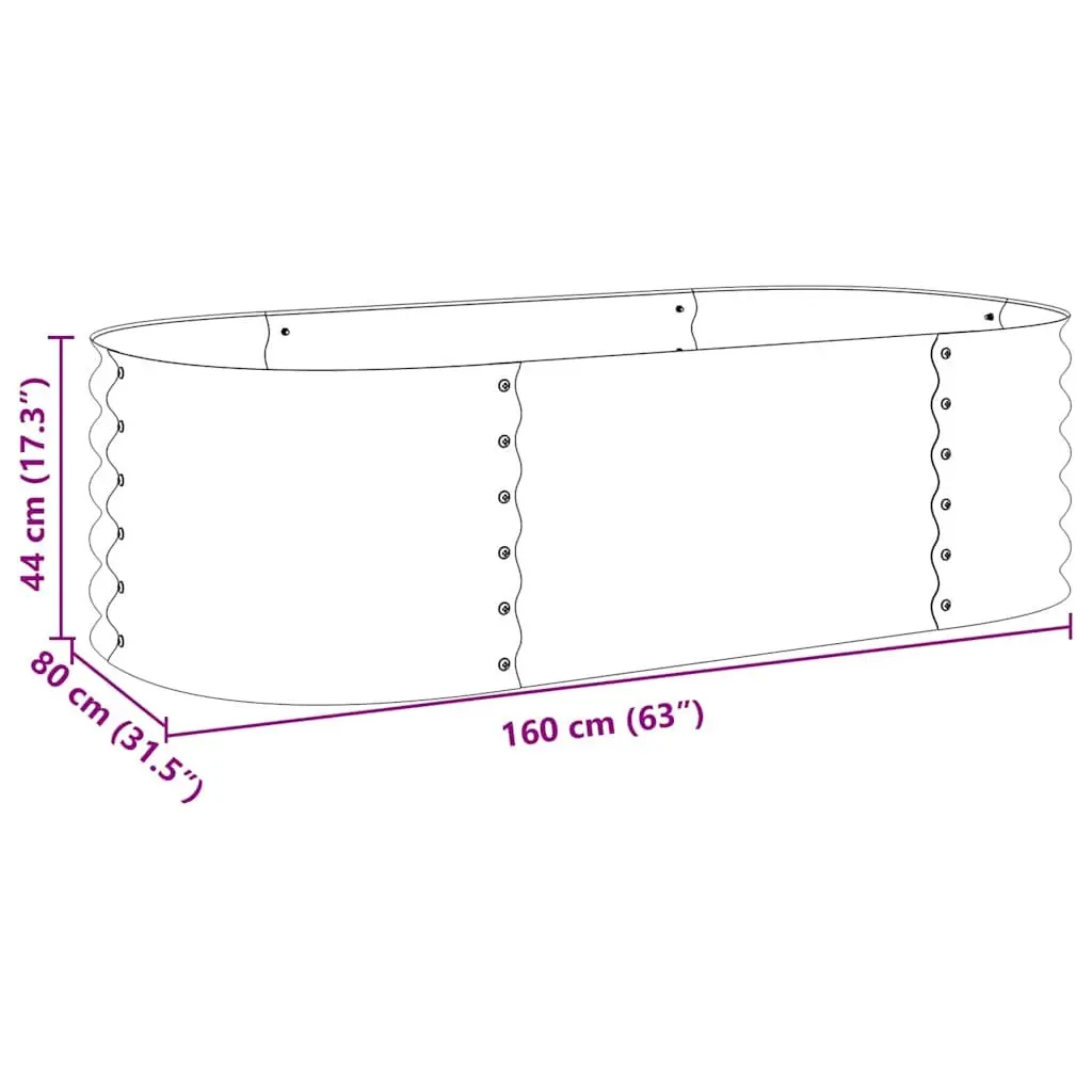 Garden Raised Bed Outdoor Planter 160x80x44 cm Galvanised Steel Silver