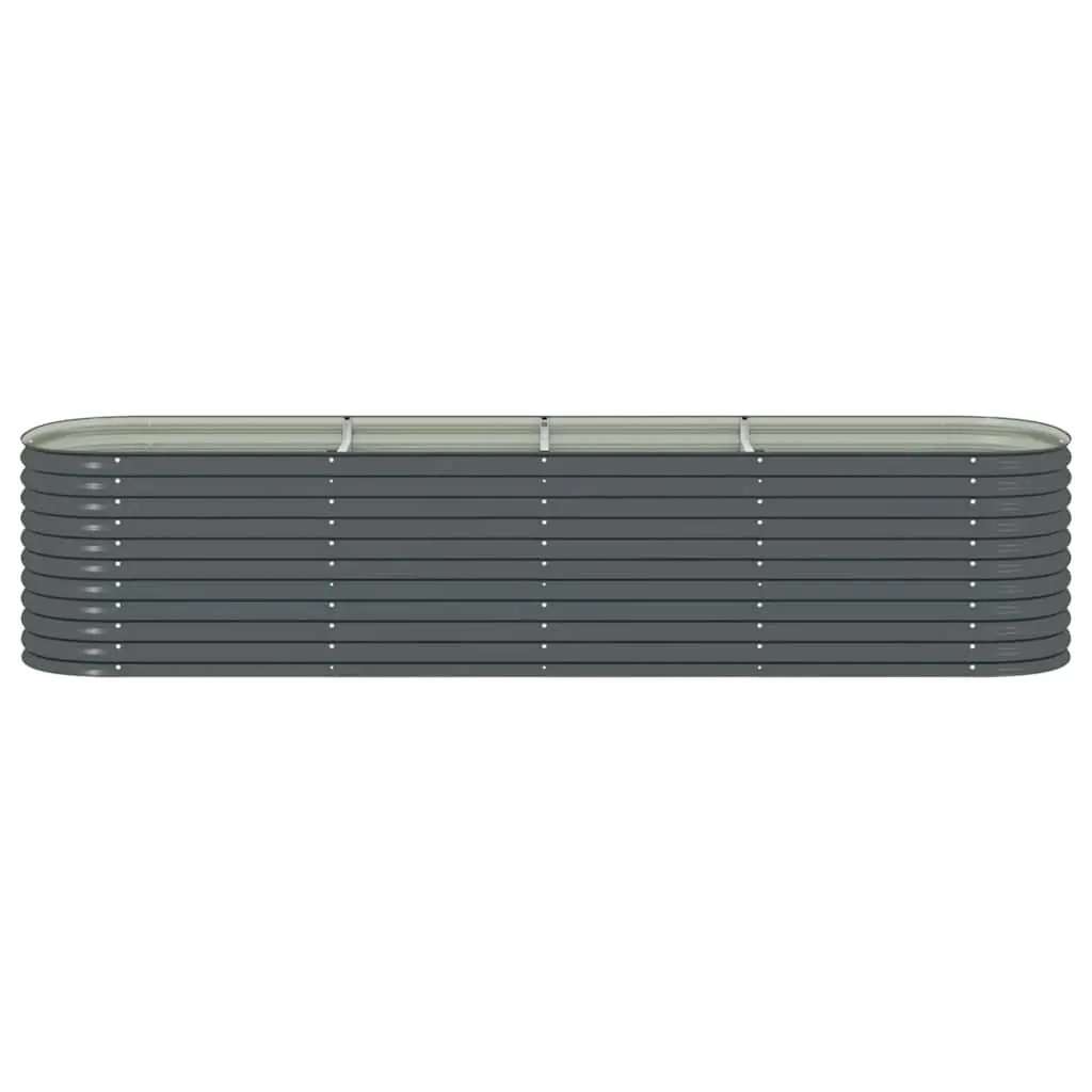 Garden Raised Bed Outdoor Planter 400x80x81 cm Galvanised Steel Grey