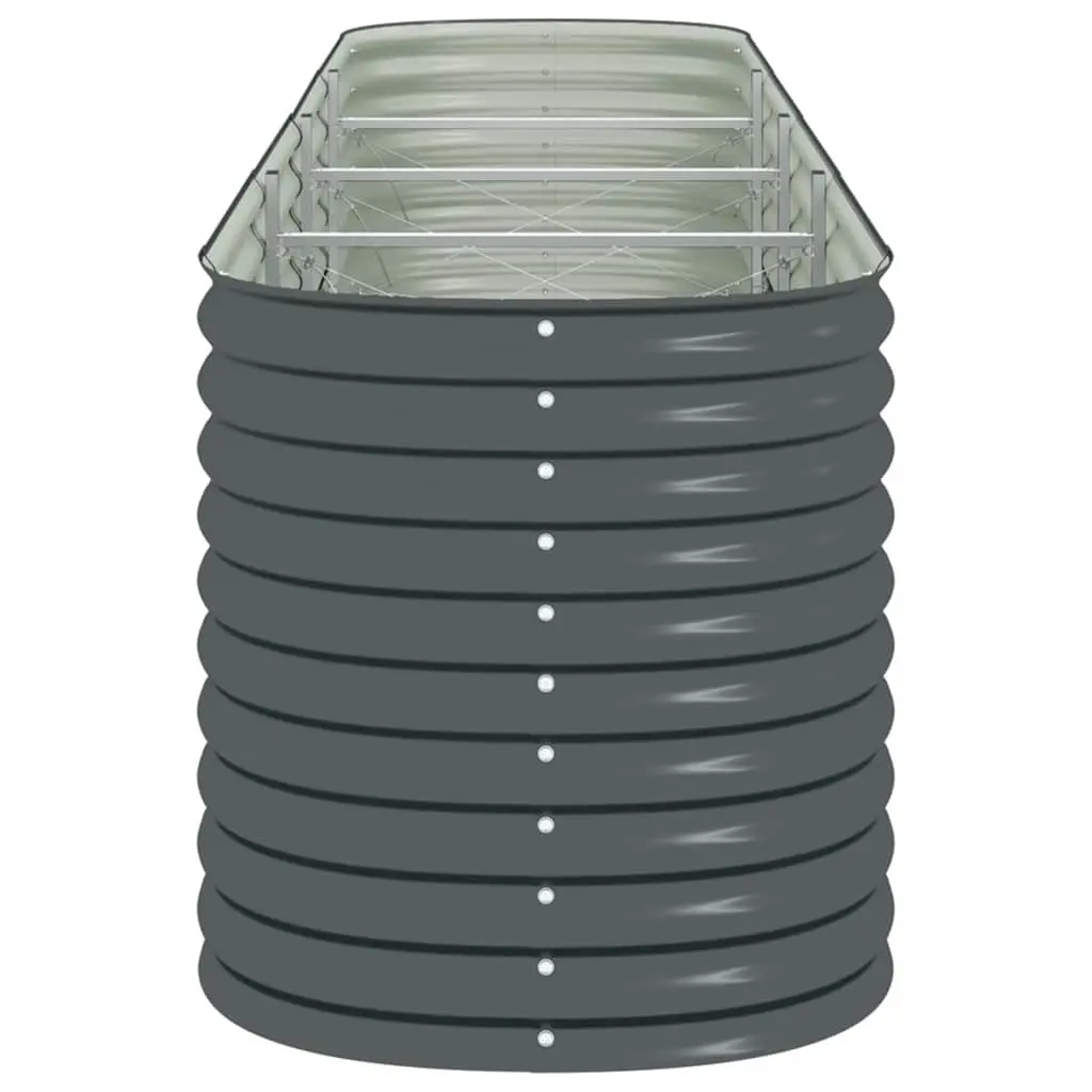 Garden Raised Bed Outdoor Planter 400x80x81 cm Galvanised Steel Grey