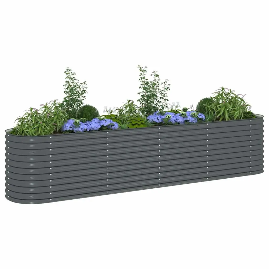 Garden Raised Bed Outdoor Planter 400x80x81 cm Galvanised Steel Grey