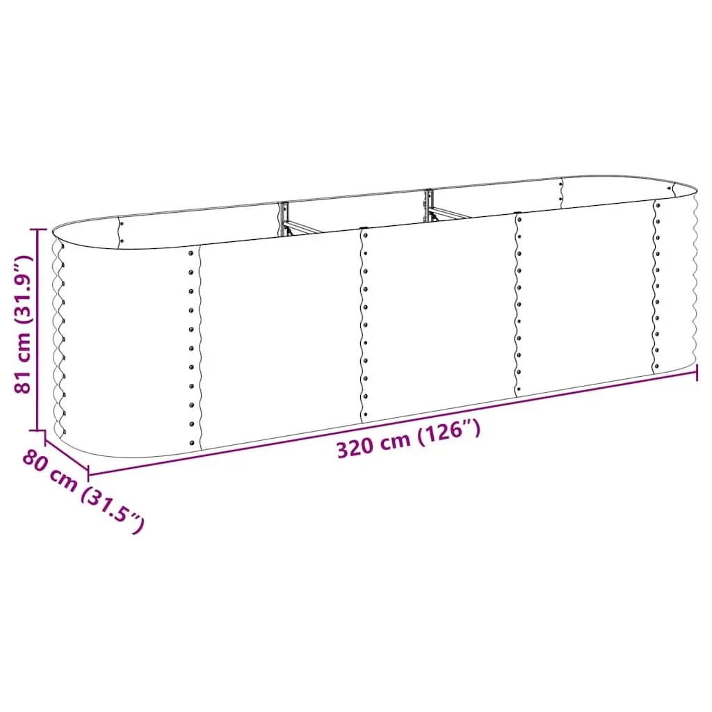 Galvanised Steel Garden Raised Bed 320x80x81 cm Outdoor Planter Box Grey