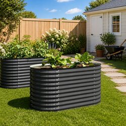 Reliable Grey Galvanised Steel Raised Bed for Gardening