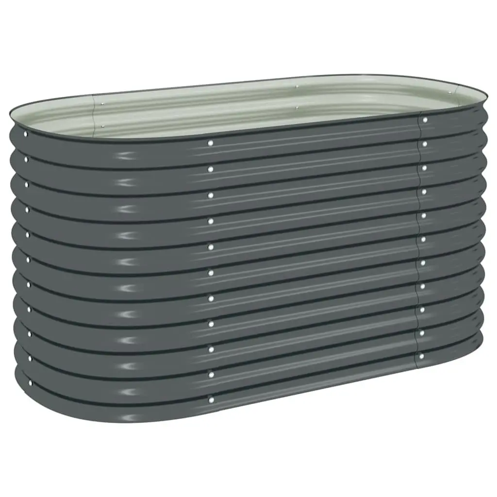 Garden Raised Bed Grey Galvanised Steel Planter 160x80x81 cm Outdoor Balcony