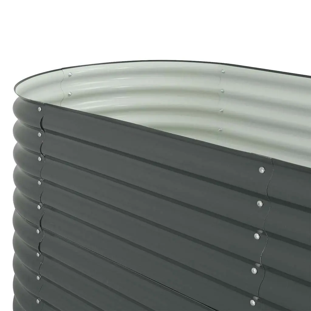 Garden Raised Bed Grey Galvanised Steel Planter 160x80x81 cm Outdoor Balcony