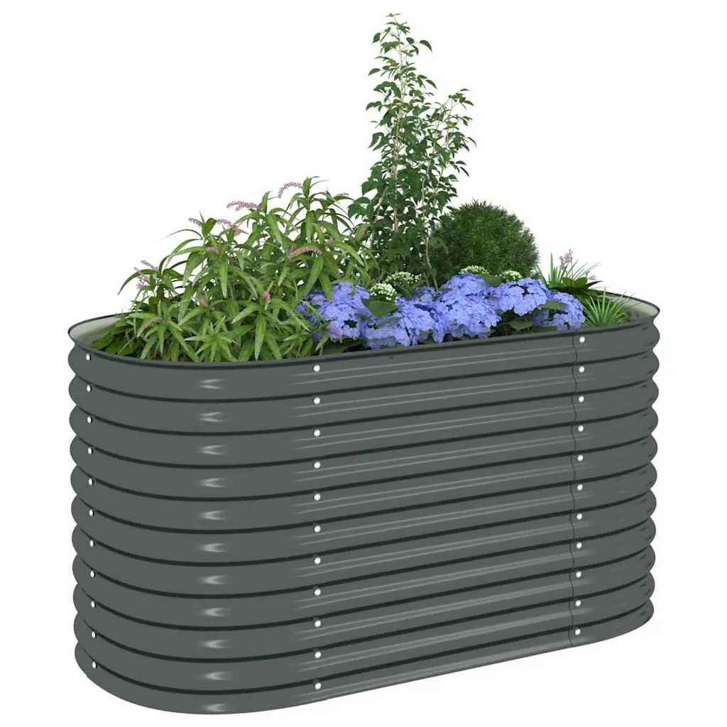 Garden Raised Bed Grey Galvanised Steel Planter 160x80x81 cm Outdoor Balcony