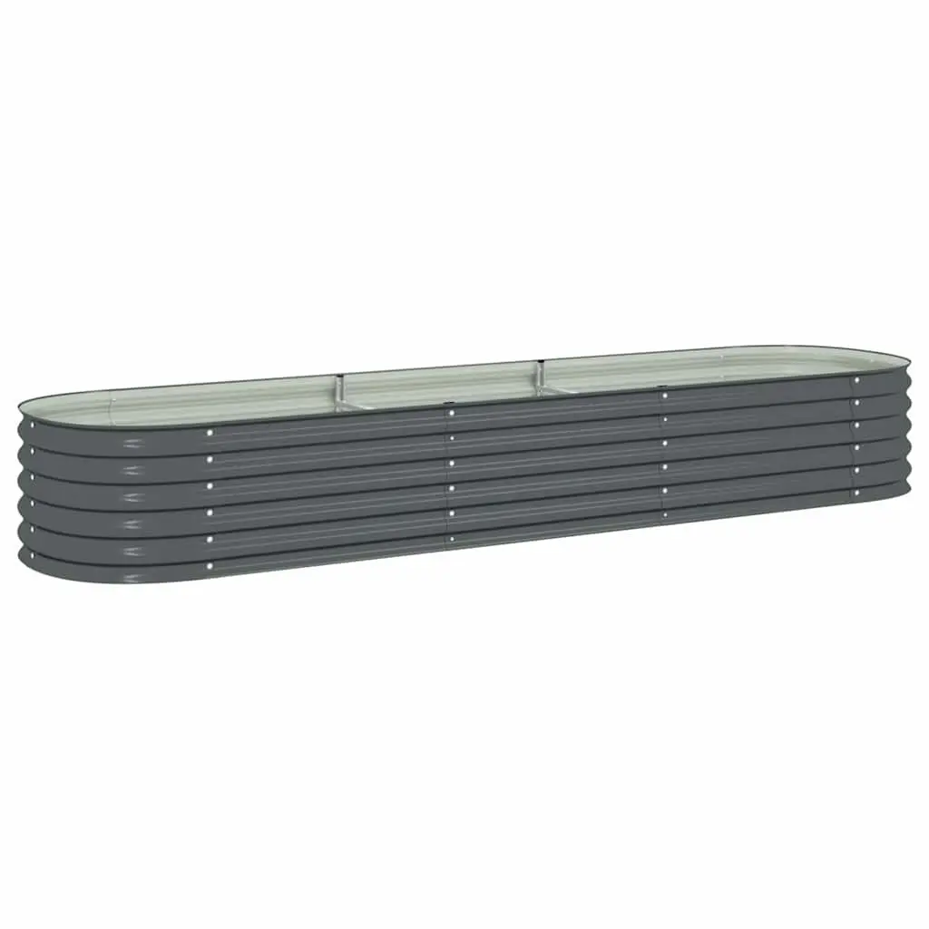 Galvanised Steel Garden Raised Bed Outdoor Planter 320x80x44 cm Grey