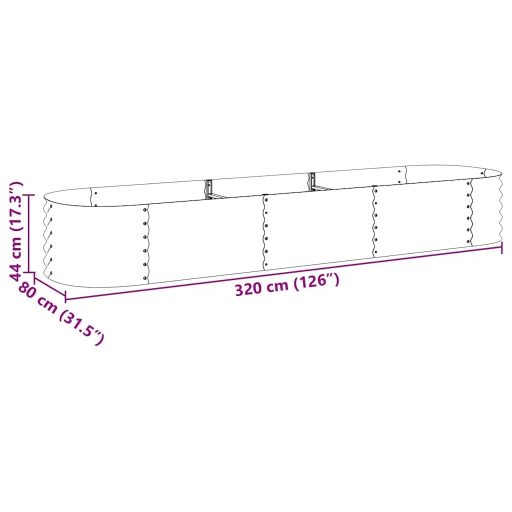 Galvanised Steel Garden Raised Bed Outdoor Planter 320x80x44 cm Grey