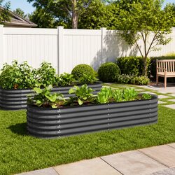 Practical Grey Garden Raised Bed 240x80x44 cm Steel