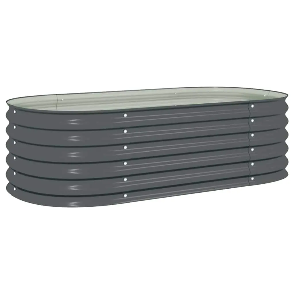 Garden Raised Bed Galvanised Steel Planter 160x80x44 cm Grey Outdoor Patio