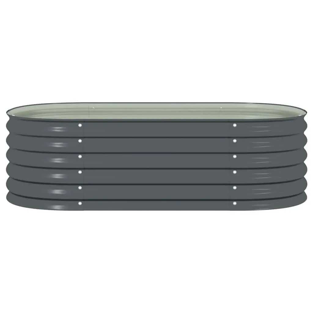 Garden Raised Bed Galvanised Steel Planter 160x80x44 cm Grey Outdoor Patio