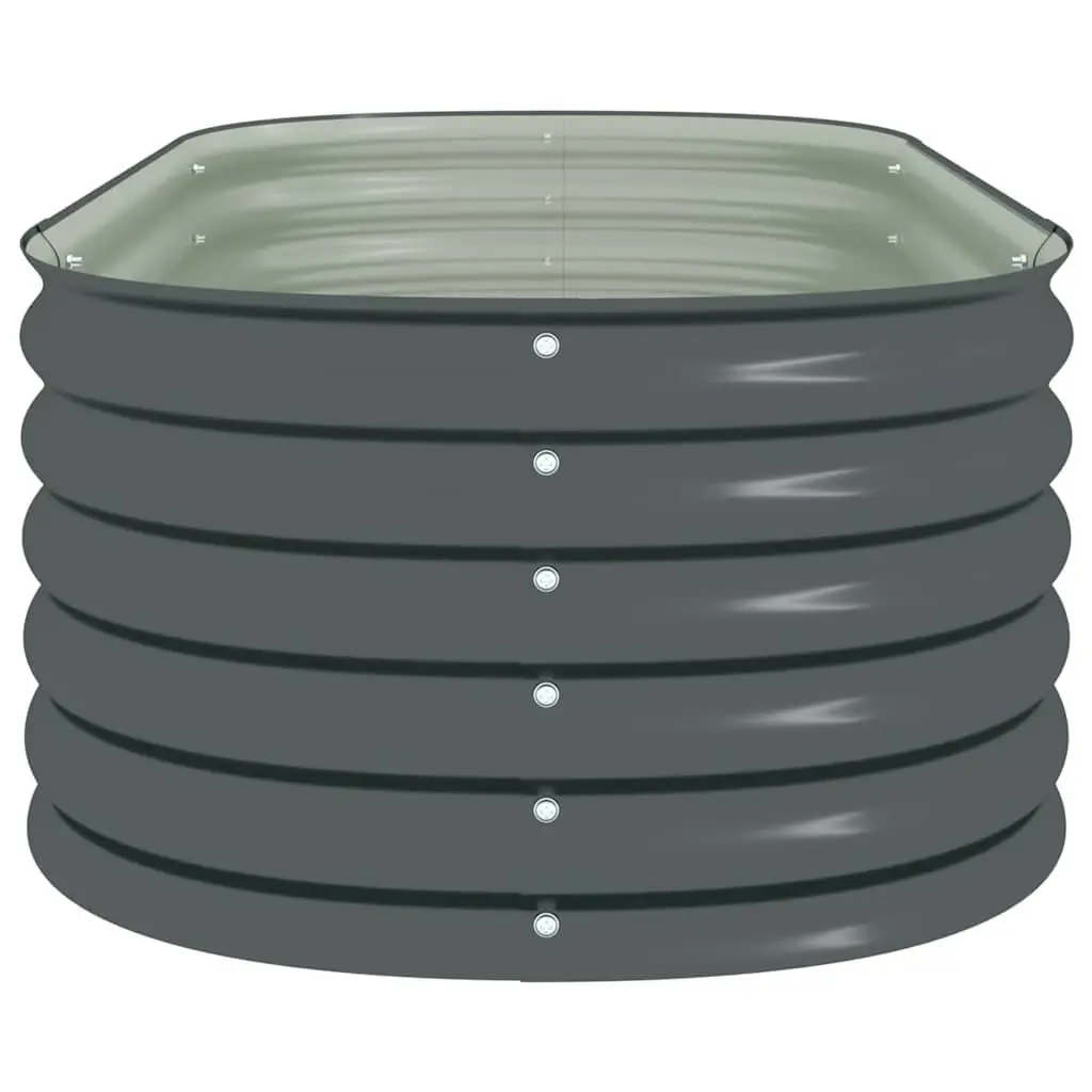 Garden Raised Bed Galvanised Steel Planter 160x80x44 cm Grey Outdoor Patio