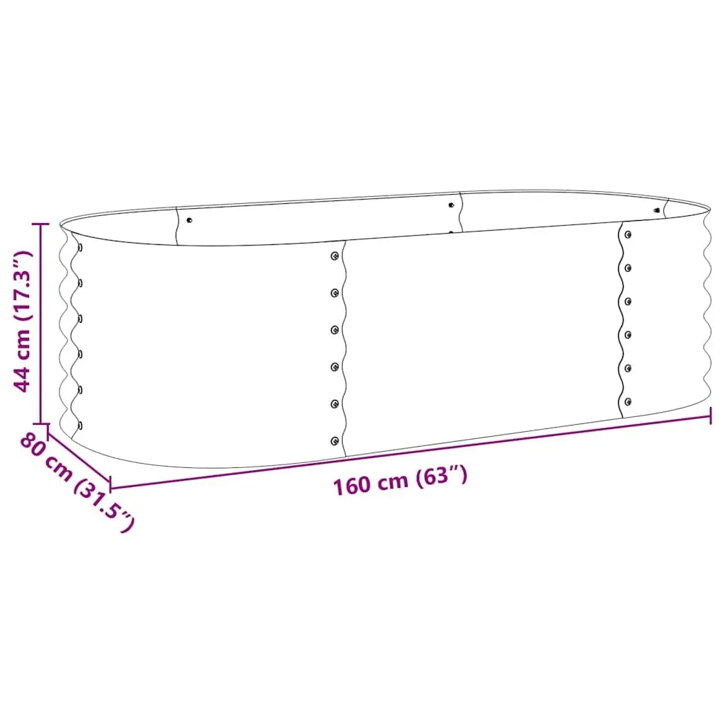 Garden Raised Bed Galvanised Steel Planter 160x80x44 cm Grey Outdoor Patio