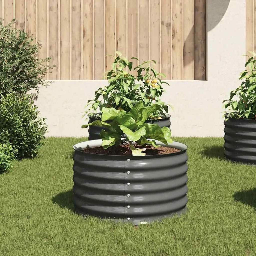 Raised Garden Bed Grey 80x80x44cm Galvanised Steel Planter for Outdoor Vegetables Herbs Flowers and Plants