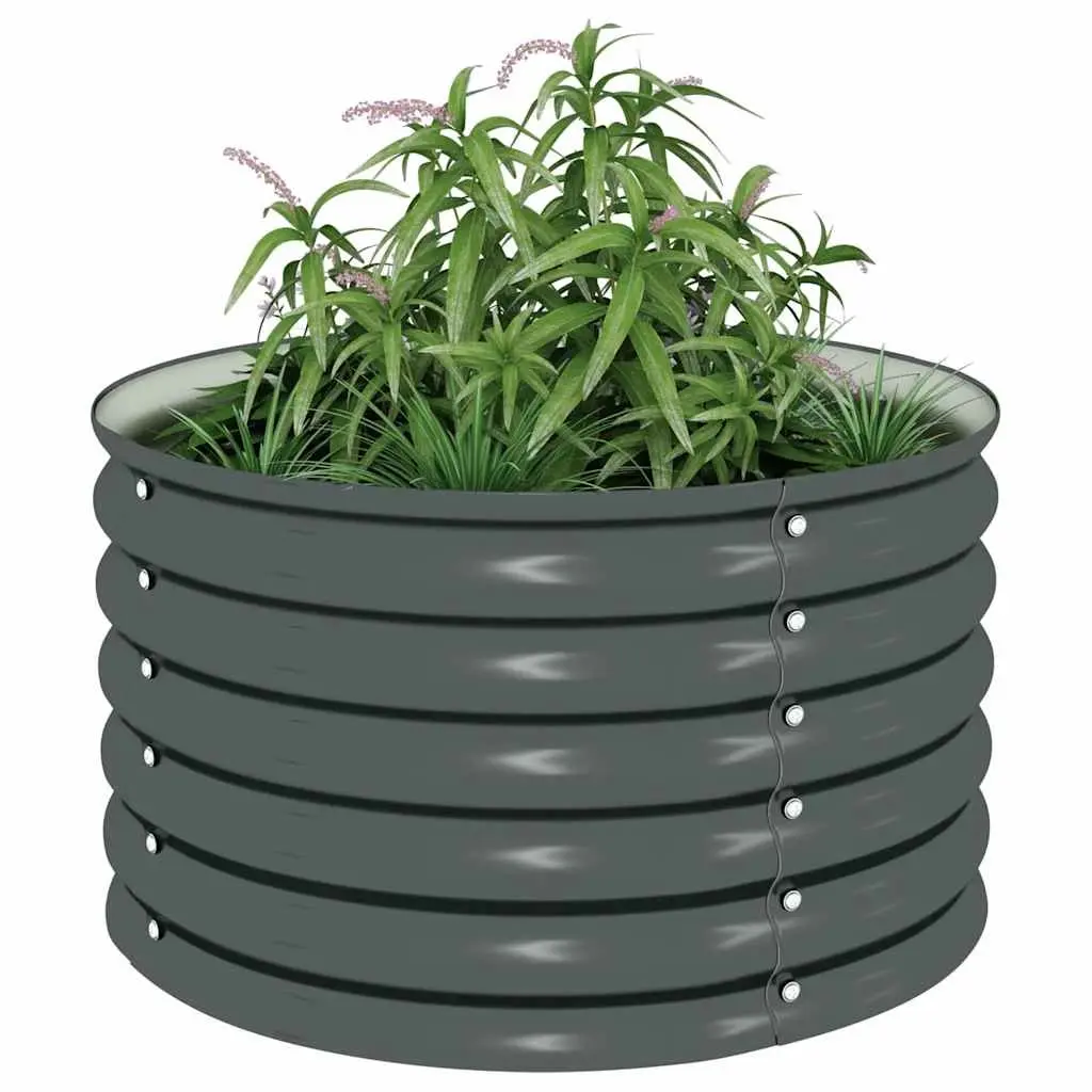 Raised Garden Bed Grey 80x80x44cm Galvanised Steel Planter for Outdoor Vegetables Herbs Flowers and Plants