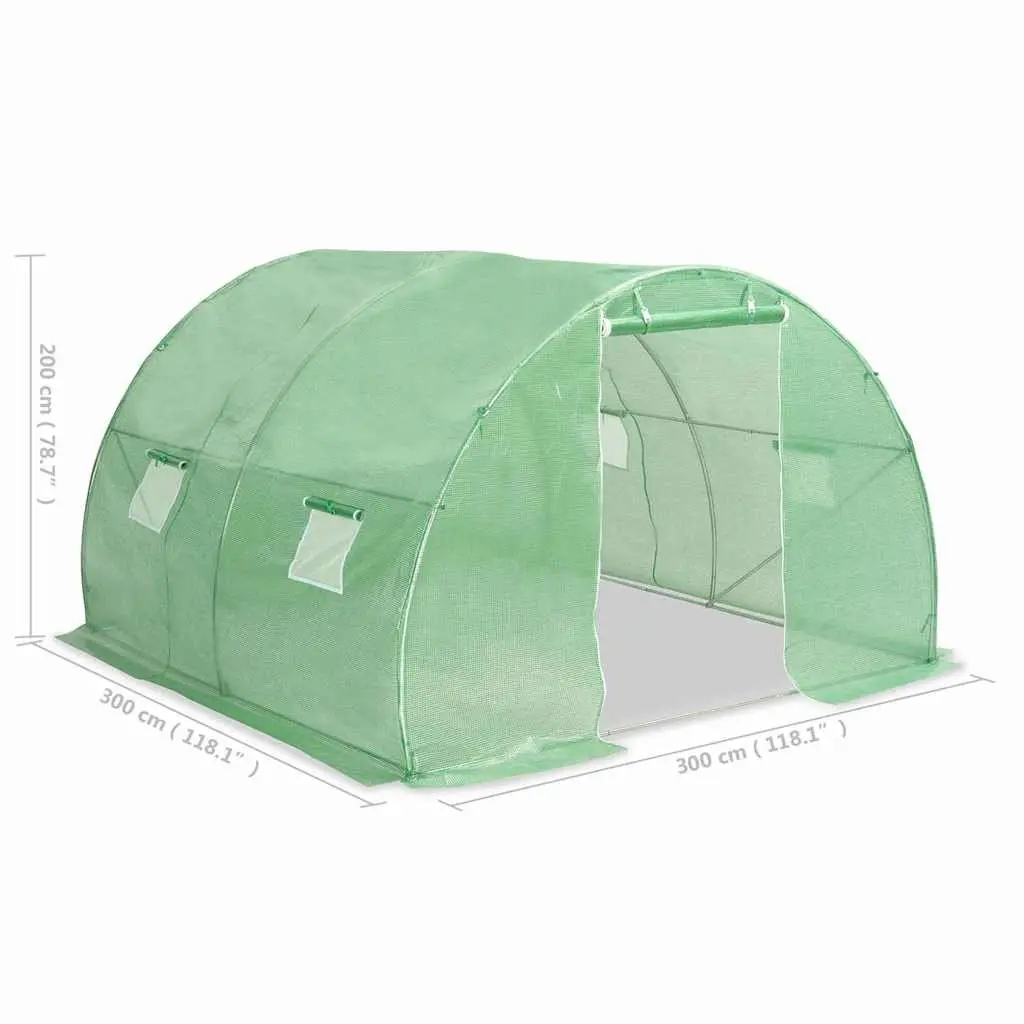 Greenhouse 9m² Garden Plant House 300x300x200cm Green Galvanised Steel Frame Mesh
