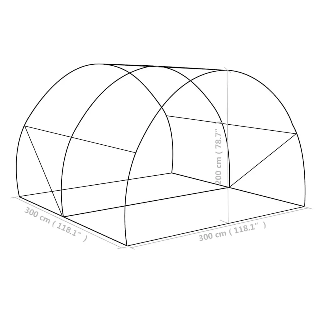 Greenhouse 9m² Garden Plant House 300x300x200cm Green Galvanised Steel Frame Mesh