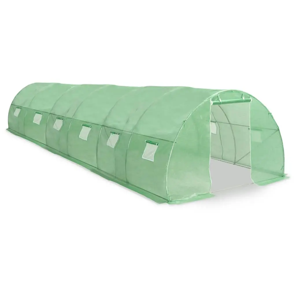 Greenhouse 27 m² Garden Plant House 900x300x200 cm Green PE Mesh Fabric with Ventilation Windows and Door