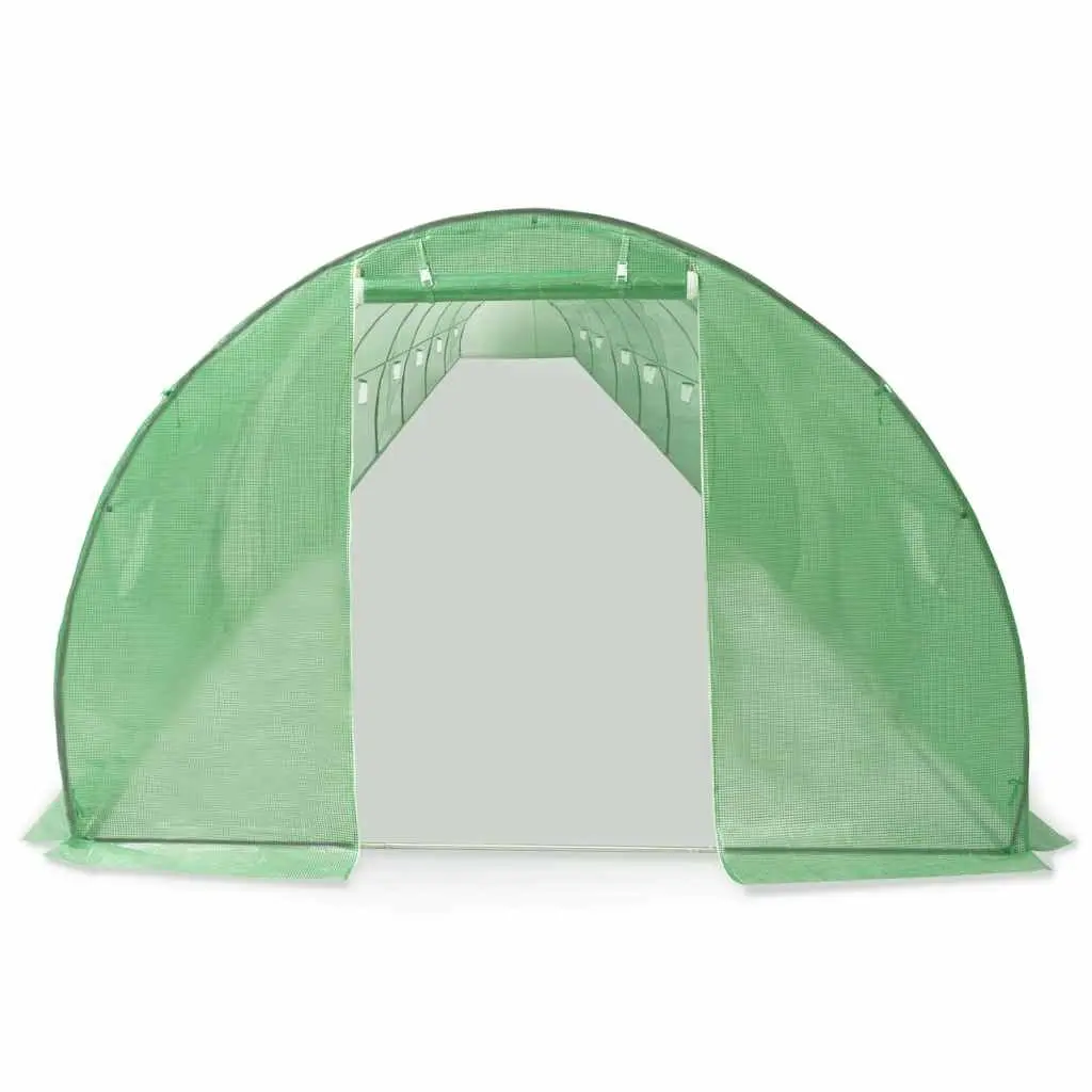 Greenhouse 36 m² Garden Plant House Galvanised Steel Frame PE Mesh Green with Windows