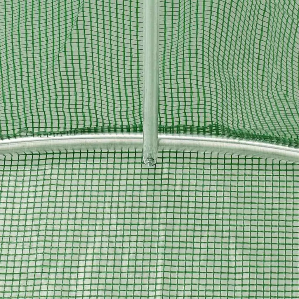 Greenhouse 36 m² Garden Plant House Galvanised Steel Frame PE Mesh Green with Windows