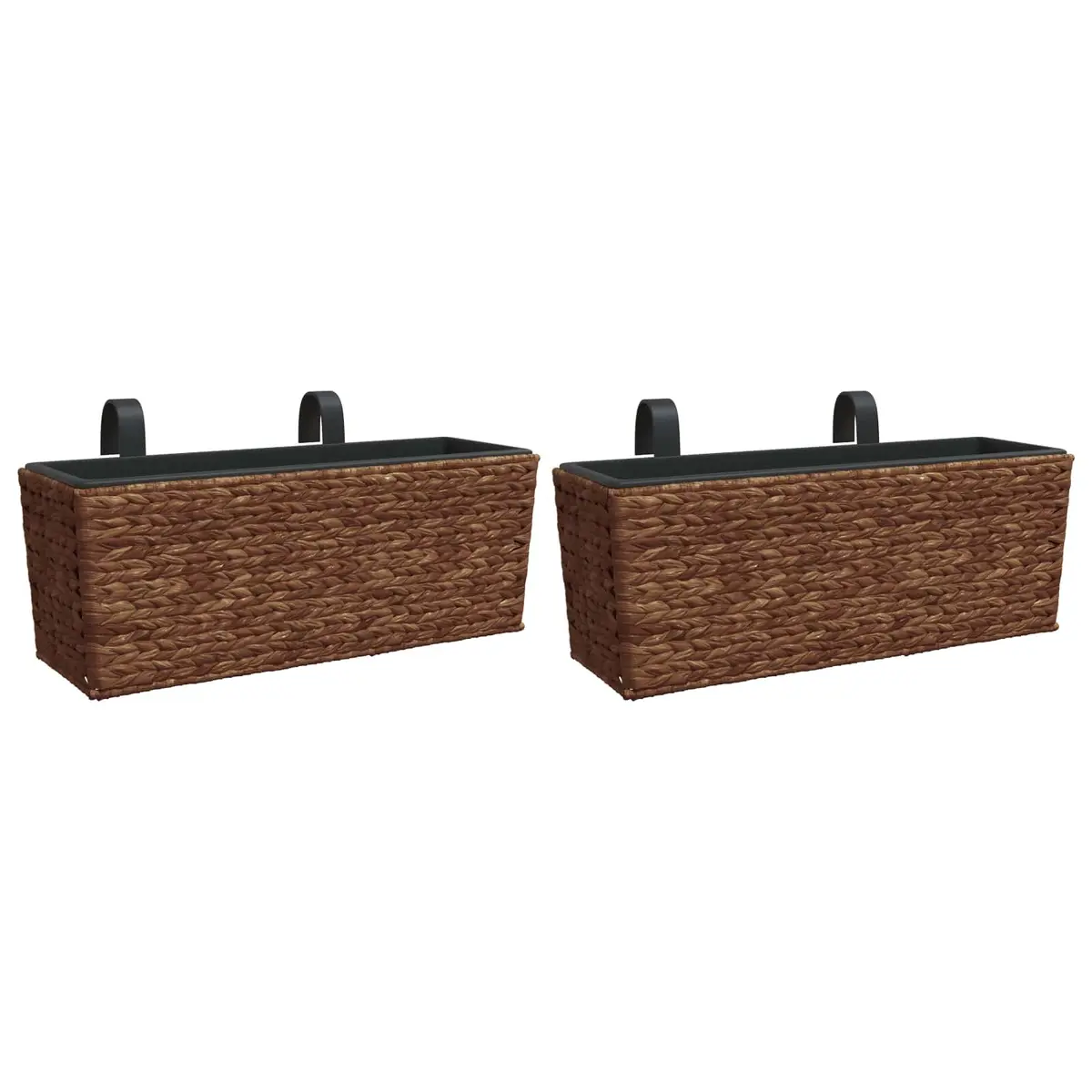 Water Hyacinth Planters Indoor Plant Pots Brown 2 Piece Removable Containers Set