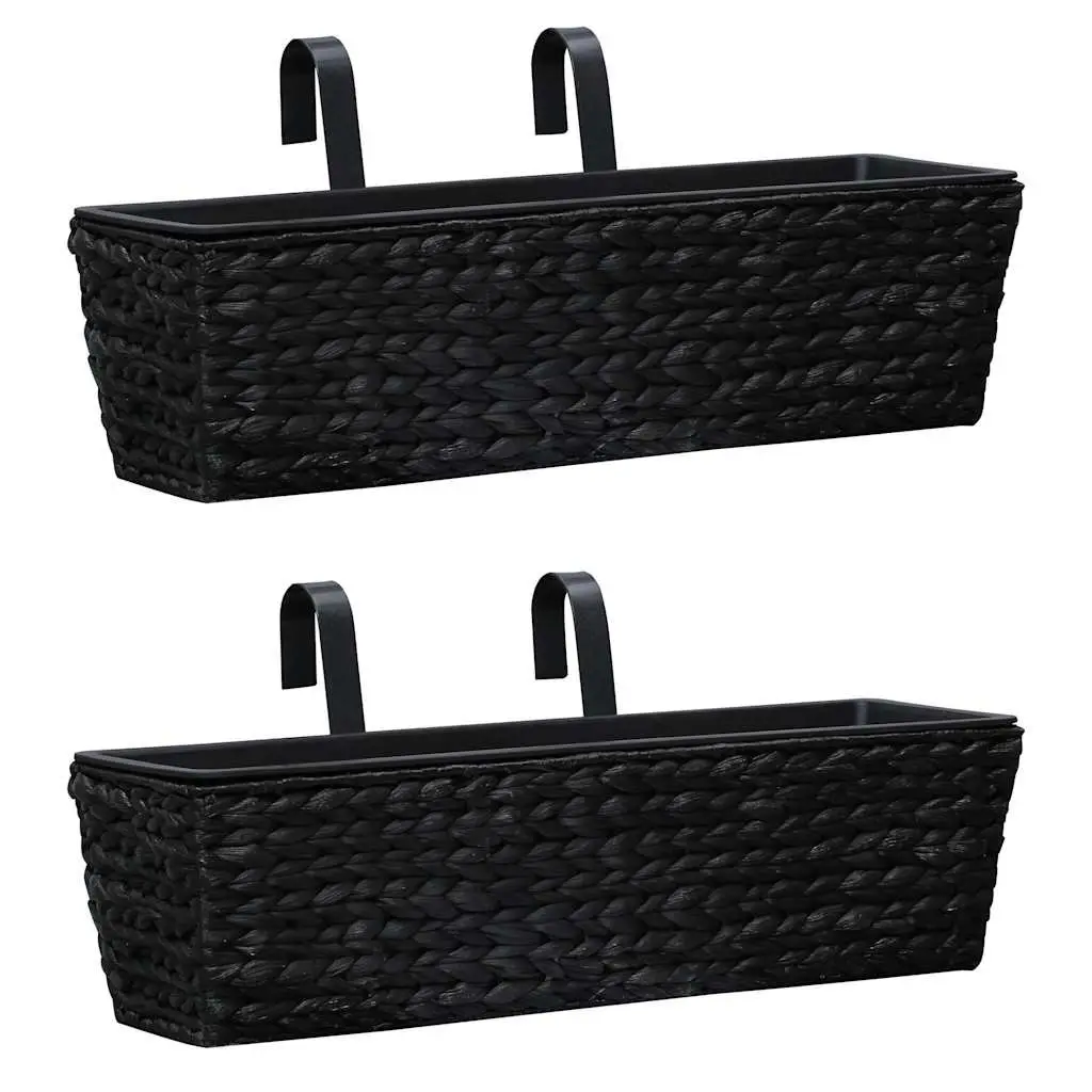 Water Hyacinth Planters Indoor Garden Pots Set of 2 Black Removable Pots