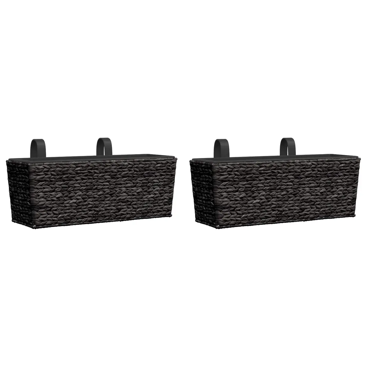 Water Hyacinth Planters Indoor Garden Pots Set of 2 Black Removable Pots