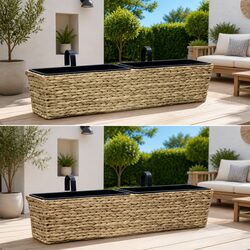 Water Hyacinth Planters 2 pcs Brown Indoor Garden Pots Removable Containers Set