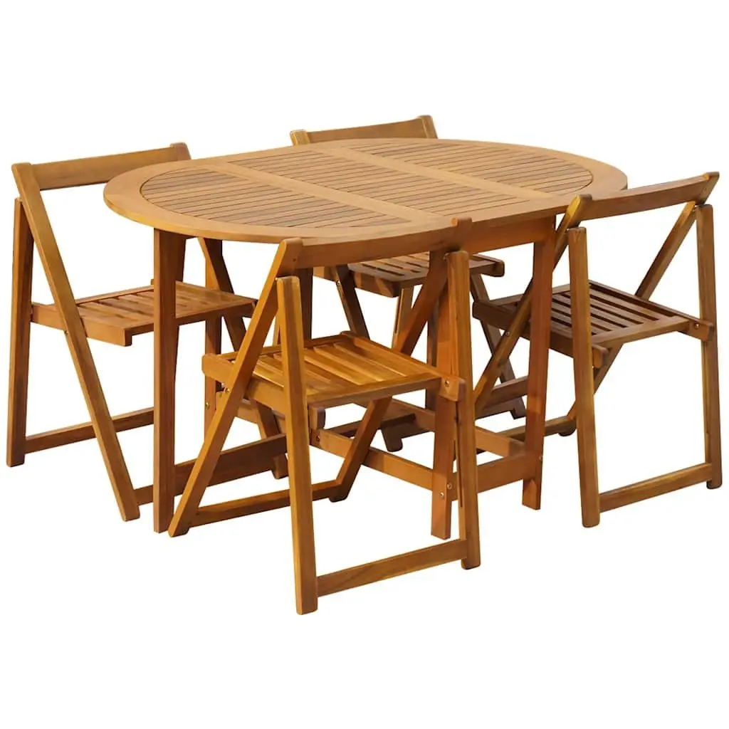 Outdoor Dining Set 5 Piece Folding Table Chairs Garden Patio Furniture Brown