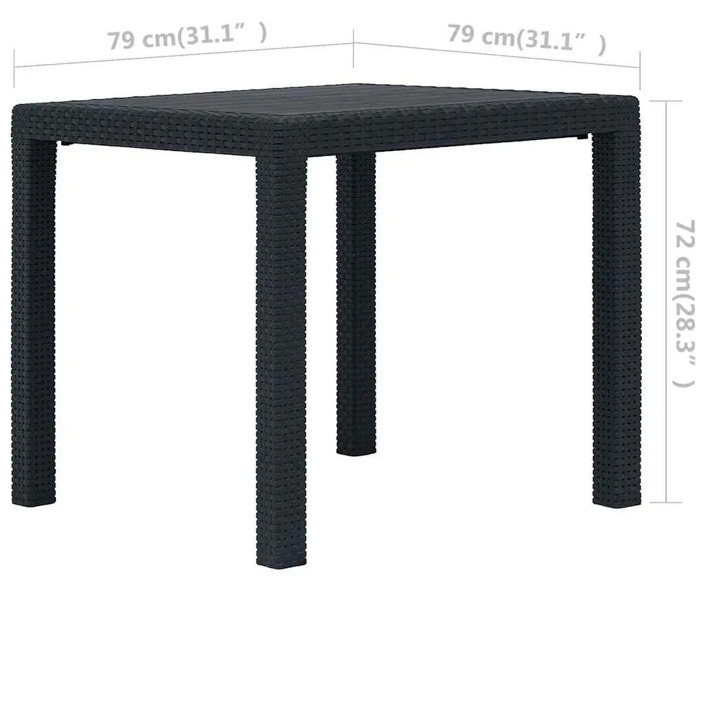 Garden Table Outdoor Dining 79 x 79 x 72 cm Anthracite Rattan Look Lightweight