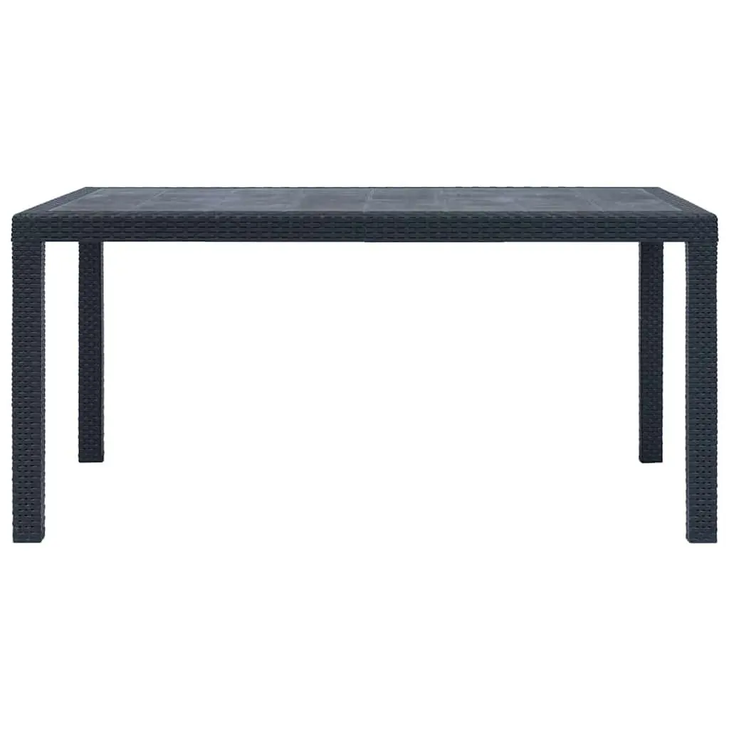 Garden Dining Table Outdoor Furniture 150L x 90W x 72H cm Anthracite Rattan Look Plastic