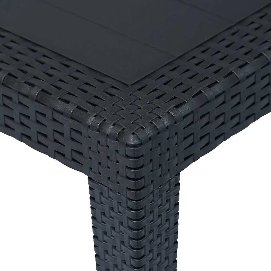 Garden Dining Table Outdoor Furniture 150L x 90W x 72H cm Anthracite Rattan Look Plastic