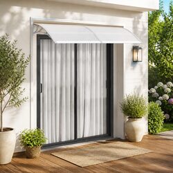 Door Canopy Grey 200x100cm PC Polycarbonate Awning Window Shelter Outdoor