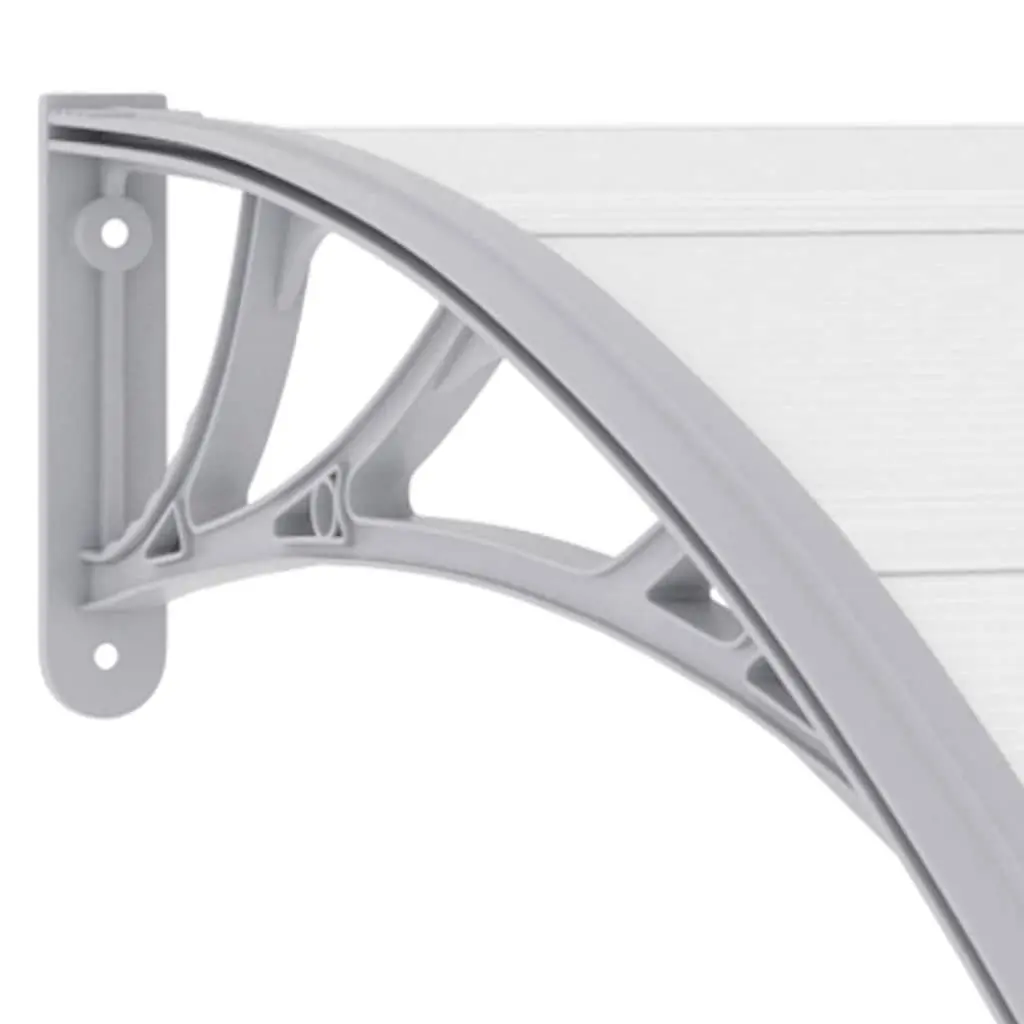 Grey Polycarbonate Door Canopy Outdoor Awning Window Shelter 200x100cm