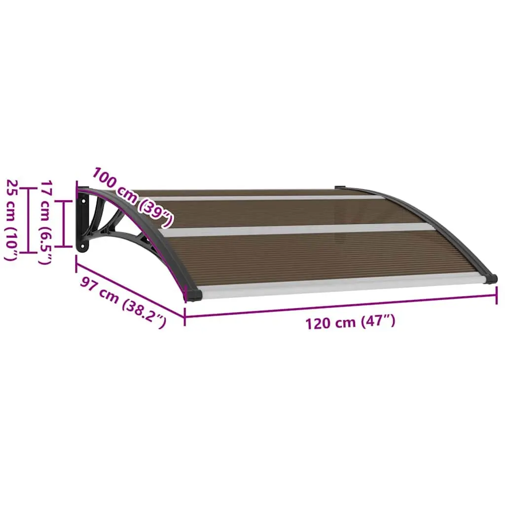 Door Canopy Black 120x100cm Outdoor Window Awning Polycarbonate Shelter