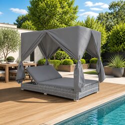Comfortable Outdoor Lounge Bed for Two with Shade