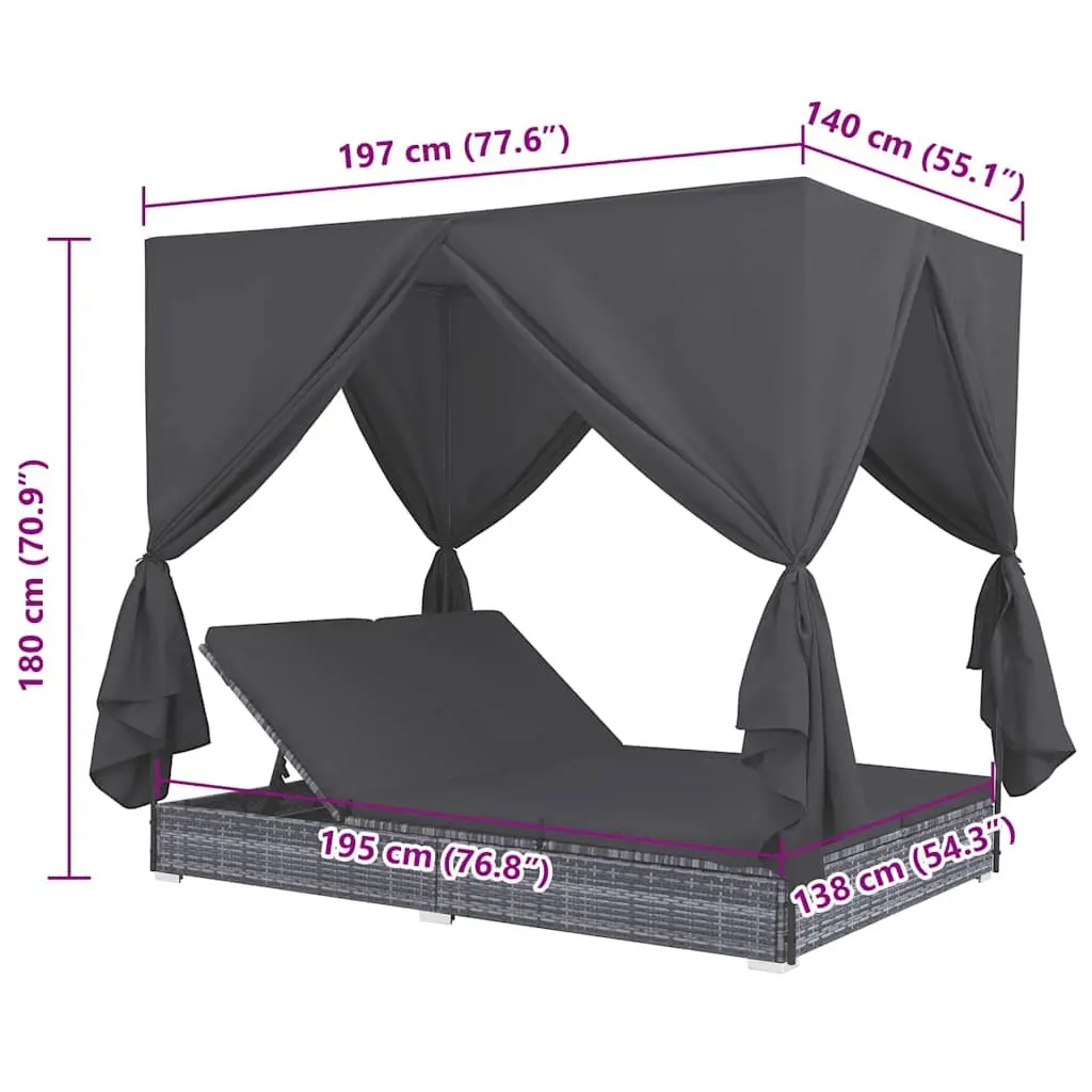Outdoor Lounge Bed for Two with Shade