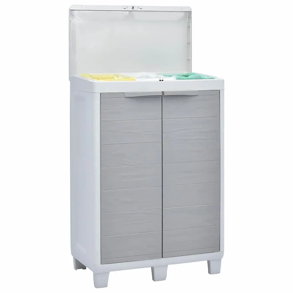 Garden Dustbin Outdoor Recycling Waste Bin 65x38x102cm Light Grey