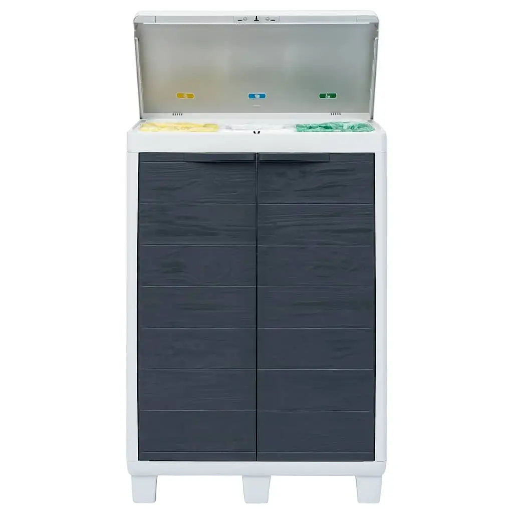 Garden Dustbin Outdoor Recycling Waste Bin 3 Bags Dark Grey