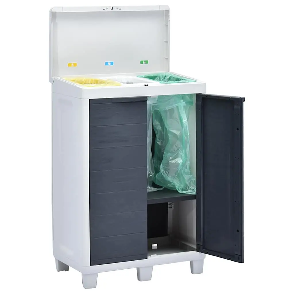Garden Dustbin Outdoor Recycling Waste Bin 3 Bags Dark Grey