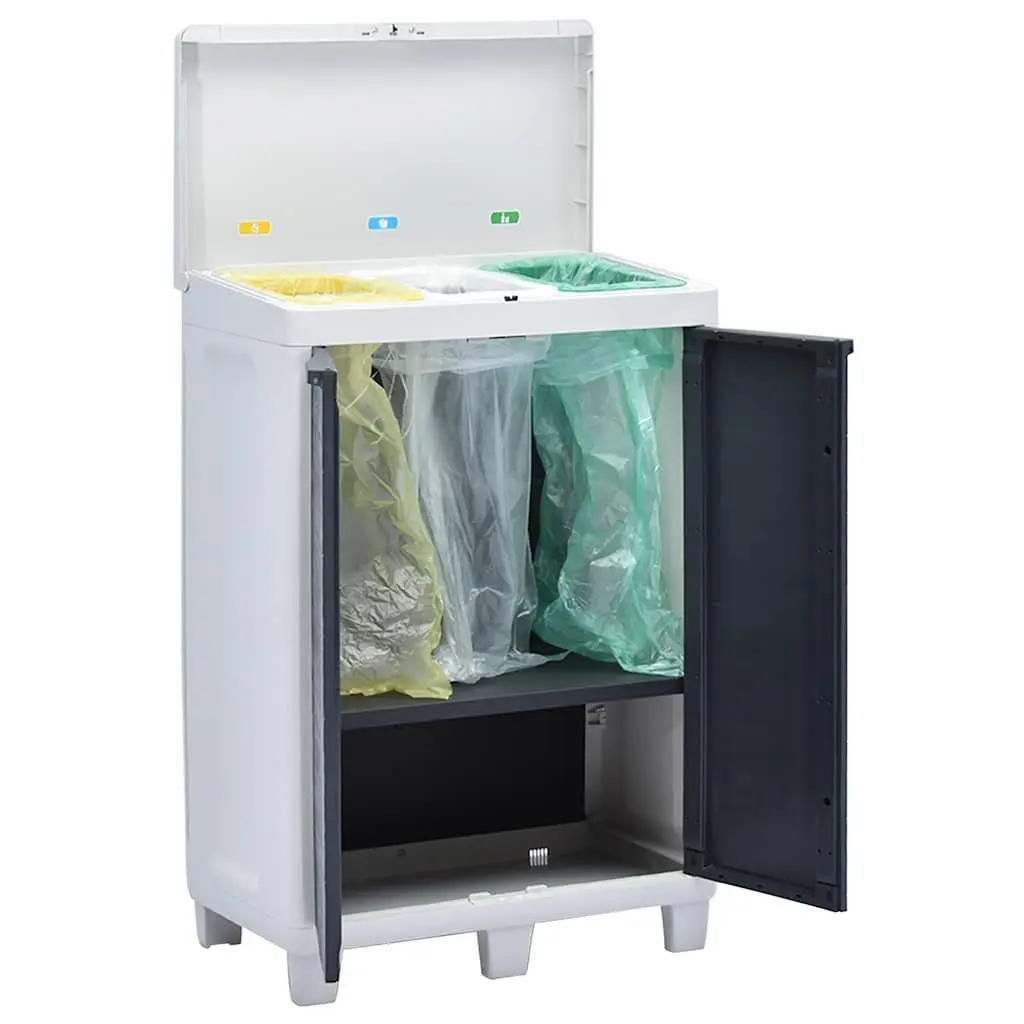 Garden Dustbin Outdoor Recycling Waste Bin 3 Bags Dark Grey