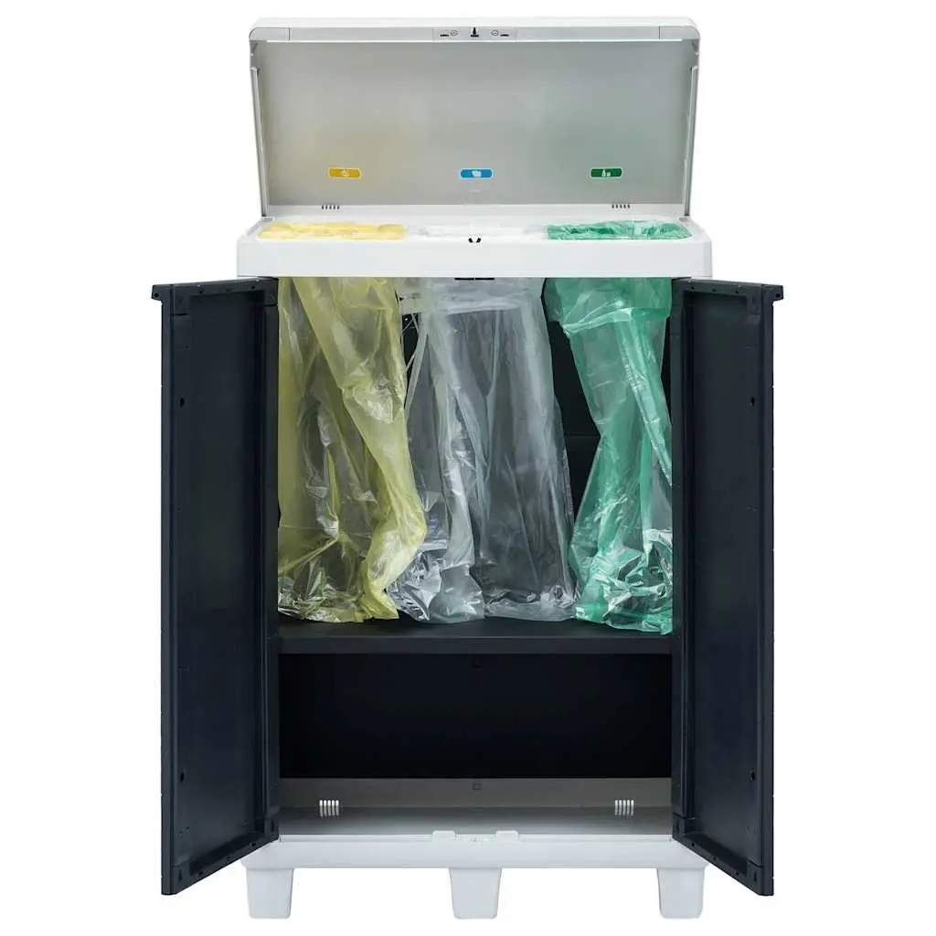 Garden Dustbin Outdoor Recycling Waste Bin 3 Bags Dark Grey