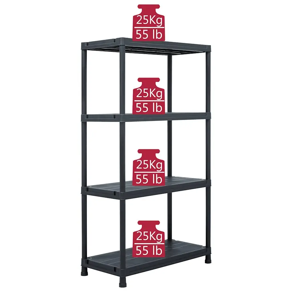 Industrial Storage Shelf Rack Heavy Duty 60x30x138cm Black Plastic