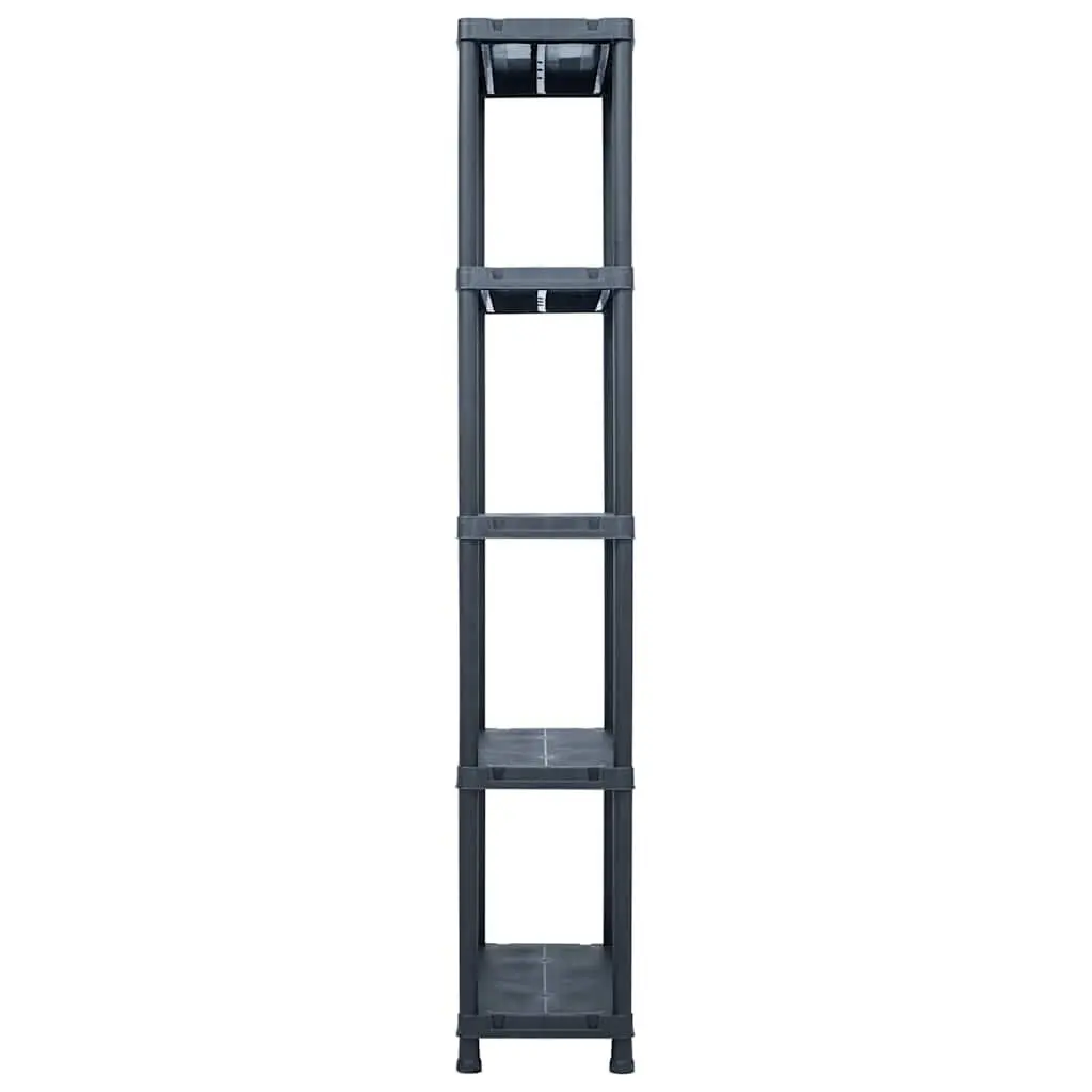 Plastic Shelving Unit Storage Rack 60x30x180cm Black for Home and Industrial Use