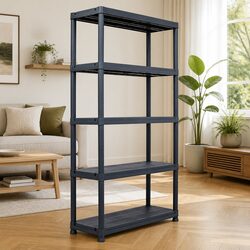 Black Plastic Storage Shelf Rack: Sturdy, Practical, Reliable